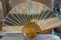 Vintage Japanese Bamboo Folding Fan 36"x56" Expanded