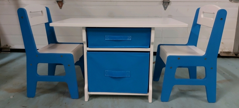 New BATESO Table And Two Chairs Set With Storage 31x16"x20"h Model T2C001BU_T