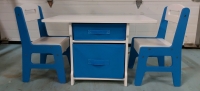 New BATESO Table And Two Chairs Set With Storage 31x16"x20"h Model T2C001BU_T