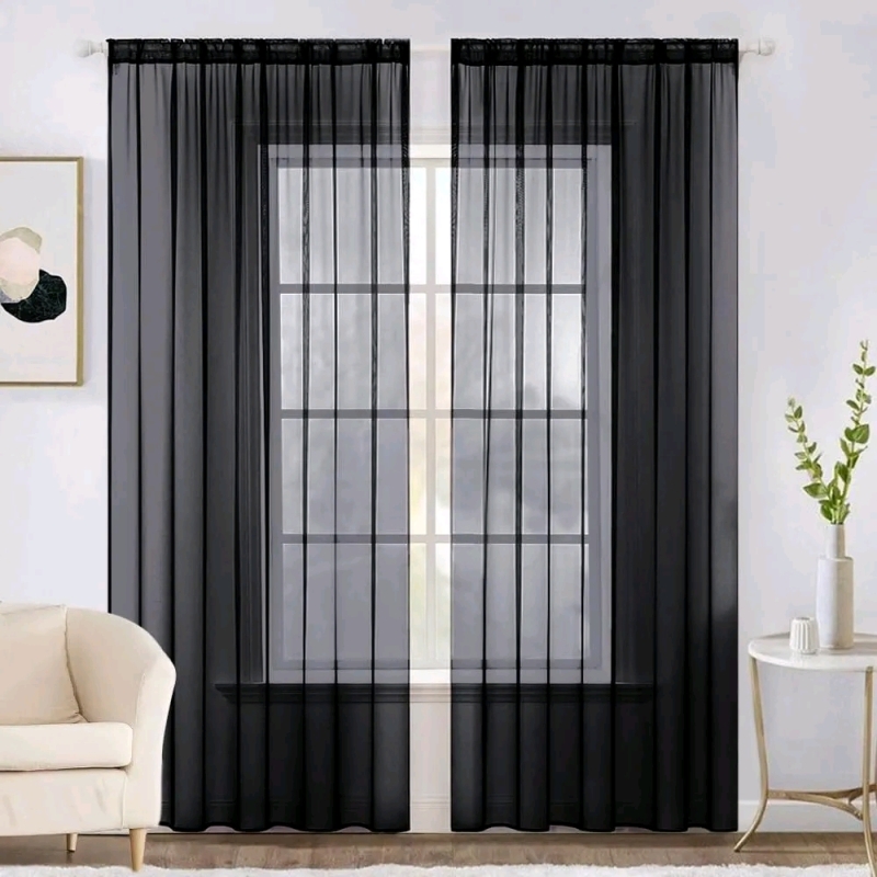 As New 82" X 82" Black Sheers Stock photos used