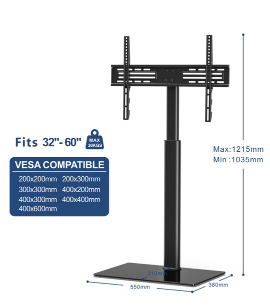New FITUEYES Floor TV Stand for 32 to 60 inch TVs with 70 degree