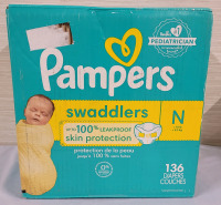 New - Pampers Swaddlers New Born Under 10lbs , 136 Diapers
