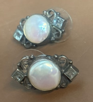 Signed PTI Nepal 925 Sterling Pearl Topaz Stone Earrings