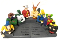 As-New 2001 DC Comics THE JUSTICE SOCIETY of AMERICA Limited Edition 0256/1000 Cold-Cast Porcelain Hand-Painted Bookends