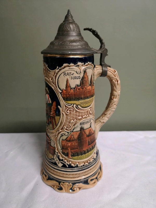 Large German Musical Beer Stein - 11.25" Tall