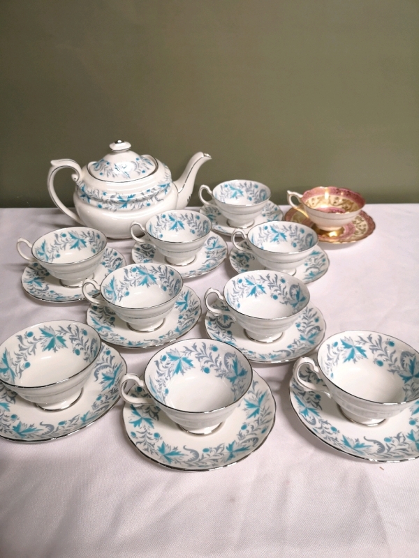 Vintage Grosvenor Teapot and Cups & Saucers - Debutante Pattern + Royal Stafford Cup & Saucer