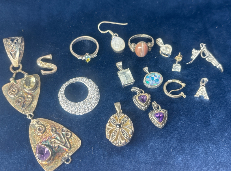 925 Sterling Silver Some with Stones Vintage All one lot
