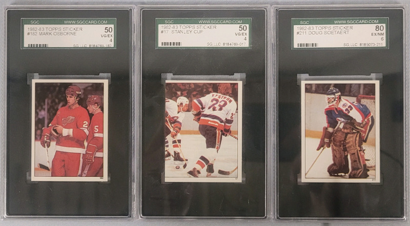1982 - 1983 Topps Stickers NHL Hockey Trading Stickers . SGC Graded VG/EX 4 , VG/EX 4 & EX/NM 6