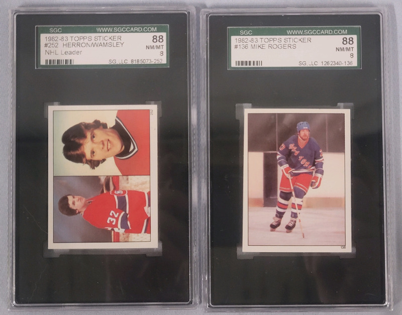 1982 - 1983 Topps Stickers NHL Hockey Trading Stickers . SGC Graded NM/MT 8 & NM/MT 8