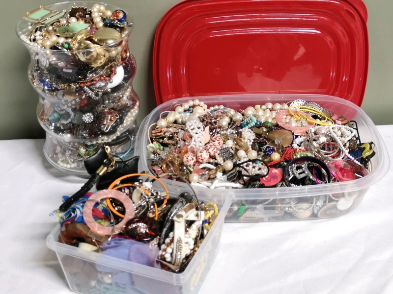 Large Jewelry Crafting Lot - 3 Containers Filled