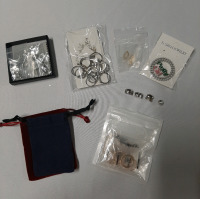New A Selection of Costume Jewellery Rings, Hello Kitty Charms Studs in Two Sizes with Clear Stones