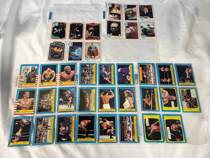More Than 20 Vintage Collectible WWF And Superman Trading Cards.