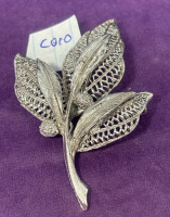CORO Uncommon Brooch Open Cut work Layered 3 Petal Brooch
