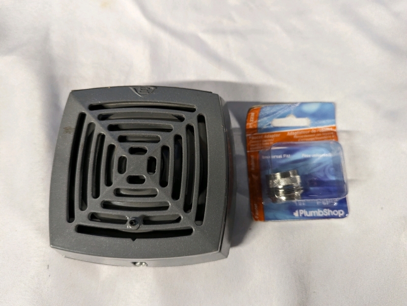 Edwards Adaptahorn 874-N5 and a Plumbshop Universal Faucet Adaptor.