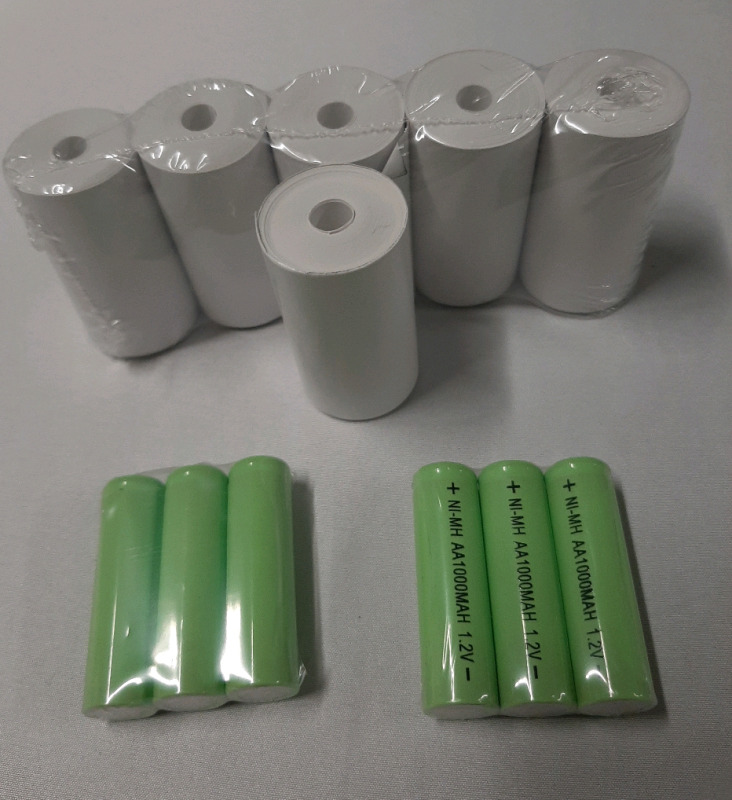New 6 Rolls of 2.25" Paper and 6 AA Batteries