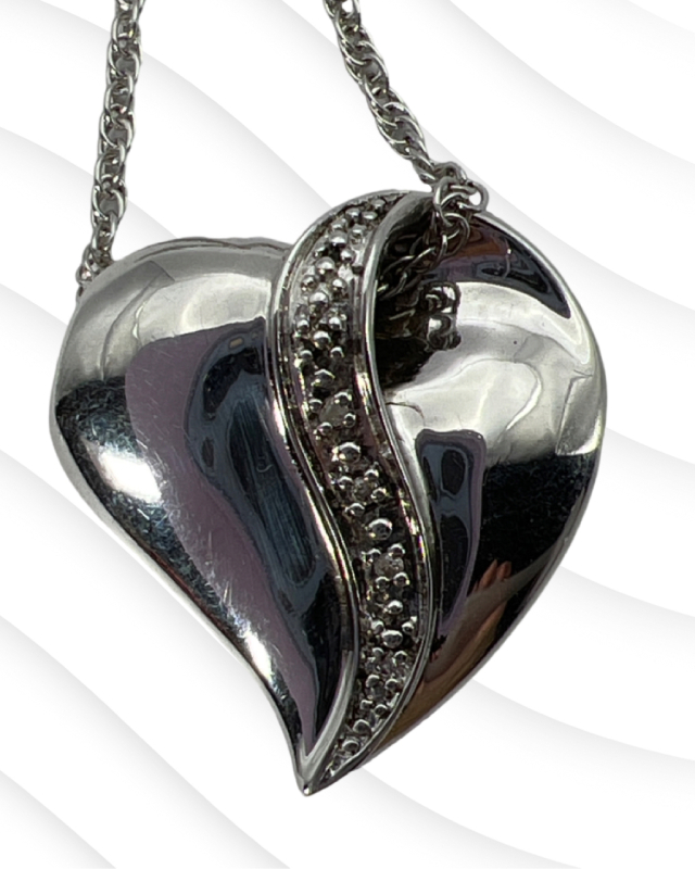 Solid 925 Sterling and Diamonds BGE Daughter Heart Pendant with Chain