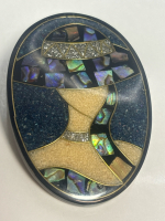 Abalone Inlay High Fashion Vintage Cameo Rhinestone Brooch