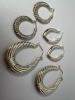 Three Sterling 925 Signed Latch back Hoop Earrings - 2