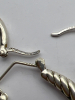 Three Sterling 925 Signed Latch back Hoop Earrings - 4