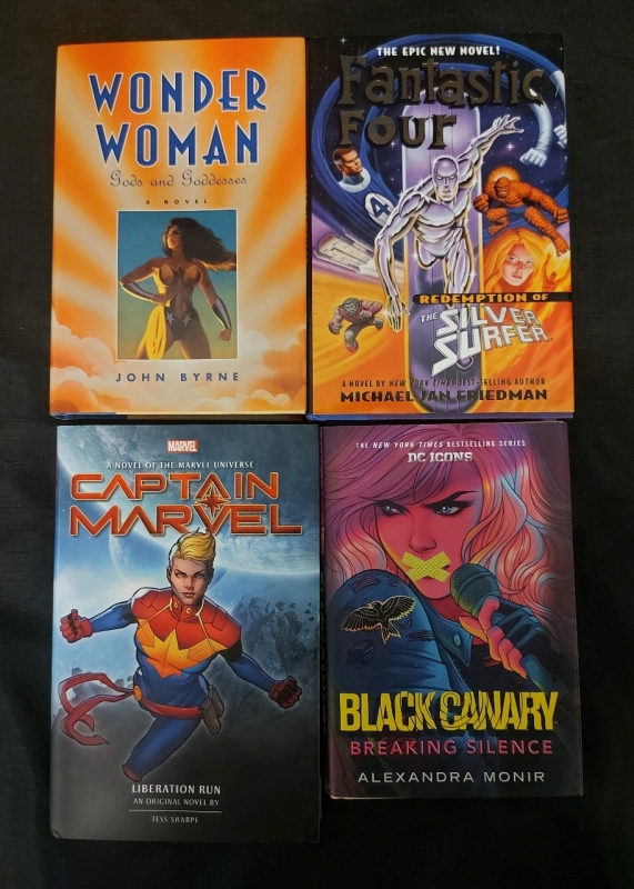 4 Superhero Novels Wonder Woman Silver Surfer Captain Marvel Black Canary Excellent Condition Pre Owned
