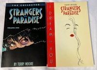 2 Paperback Strangers In Paradise Comics by Terry Moore. "The Collected - Volume One" and " I Dream of You". 6.25" by 10.25"
