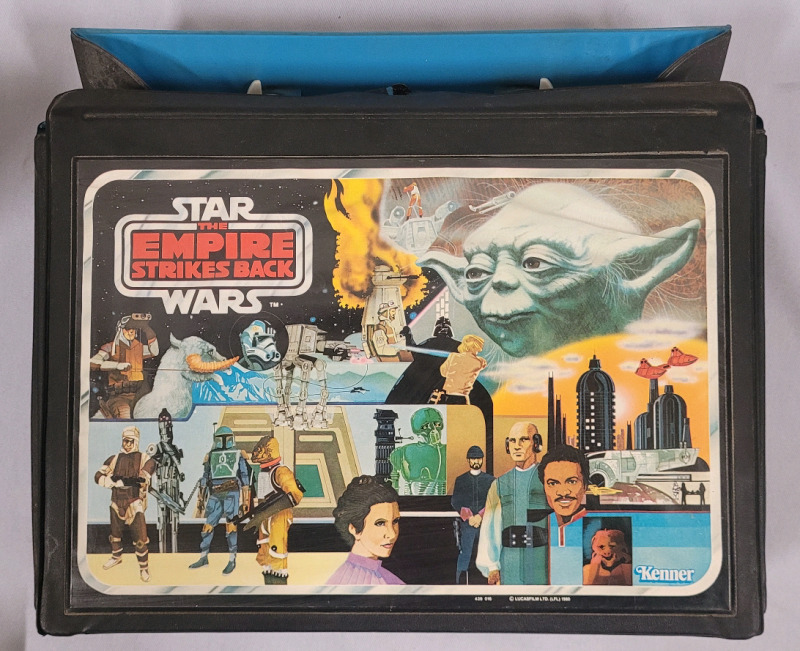 Vintage Kenner 1980 Star Wars The Empire Strikes Back Vinyl Carry Case , Black Interior Figure Holders