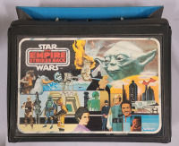 Vintage Kenner 1980 Star Wars The Empire Strikes Back Vinyl Carry Case , Black Interior Figure Holders