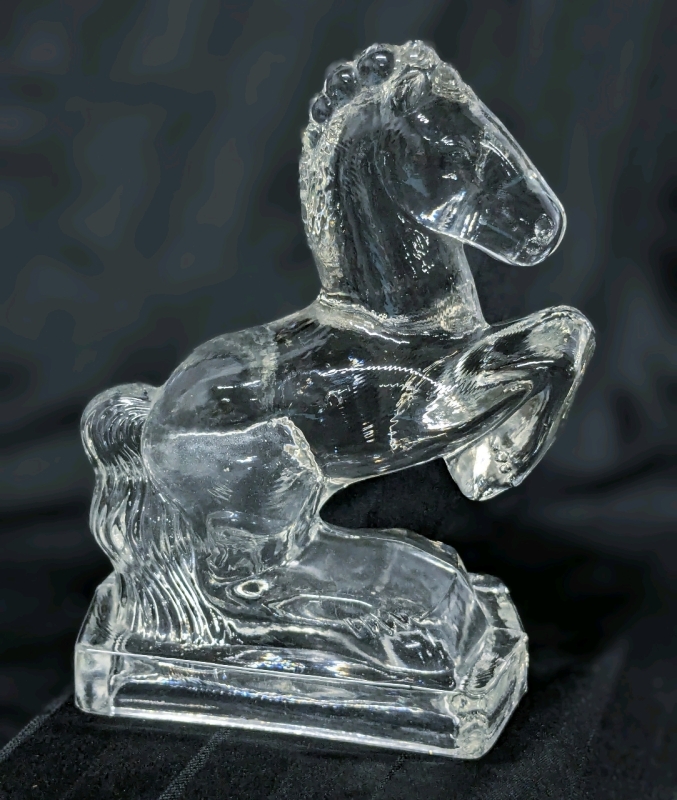 Vintage L.E. Smith Clear Art Glass Horse Statue Bookend Figure 8" Tall