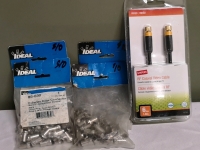 4 packs New Ideal F-Series Coax Connectors (85-030) + New RF Coaxial Video Cable (6ft)