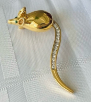 BUTLER Articulated Rhinestone Mouse Brooch