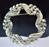 CORO signed Large Open Work Wreath Brooch Vintage