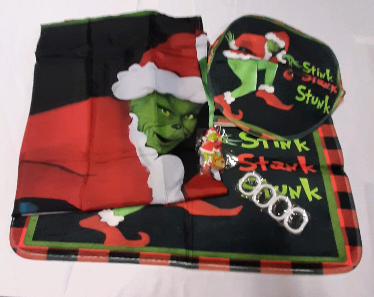 New Christmas Grinch Set for Your Bathroom 70" X 72" Shower Curtain, Rings, Toilet Seat Cover, Rug For Toilet Base and a 17.5" x 28.5" Mat
