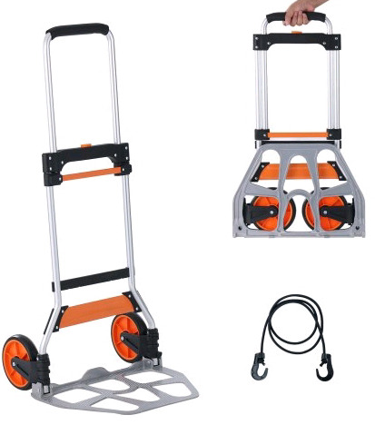 New - VEVOR Folding Hand Truck, 275 lbs Load Capacity, Aluminum Portable Cart, Convertible Hand Truck