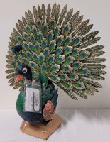 New - Elegant Fantail Peacock Metal Garden Sculpture , Indoor and Outdoor D&eacute;cor