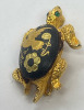 Lovely 24K Etched DAMASCENE Turtle Brooch David Grau