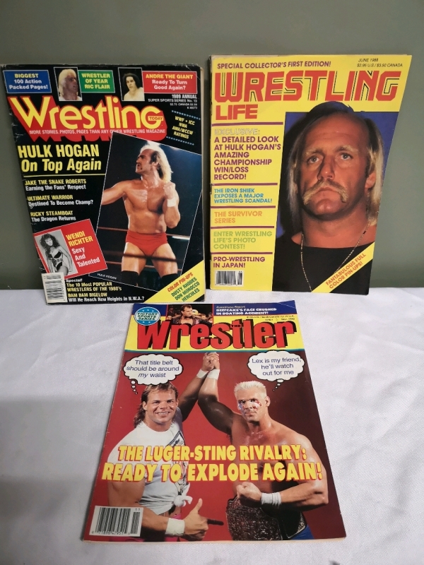 3 Vintage 1988, 89, 90 Wrestling Magazines