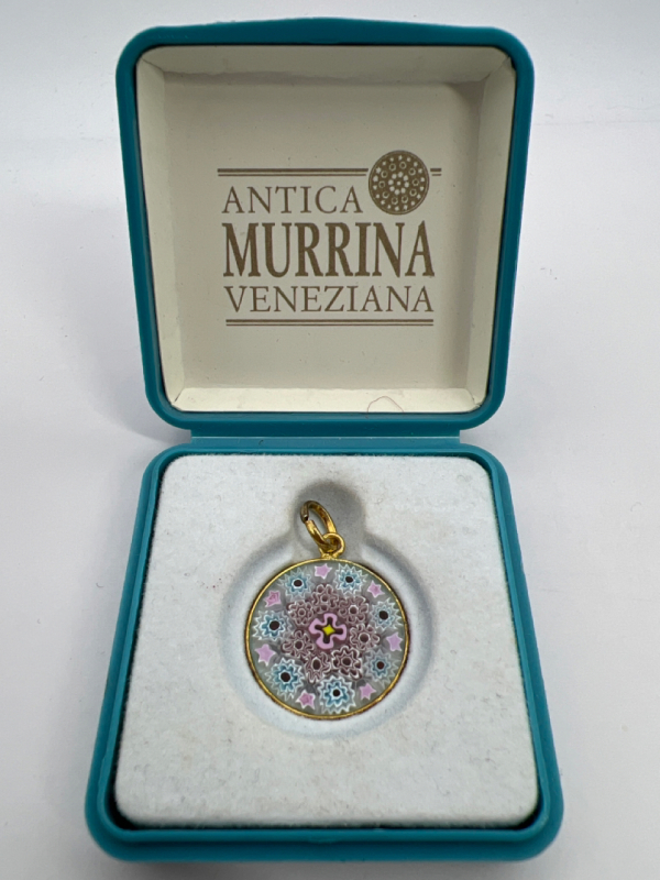 925 Sterling Antica Murrina Veneziane Glass Flower Pendant Boxed