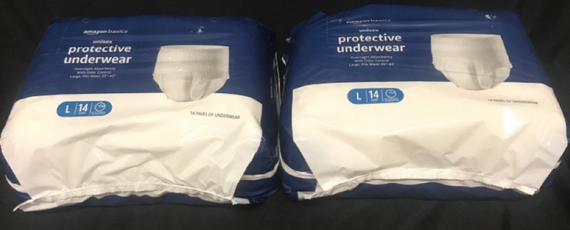 2 New Amazon Basics Unisex Protective Underwear Large