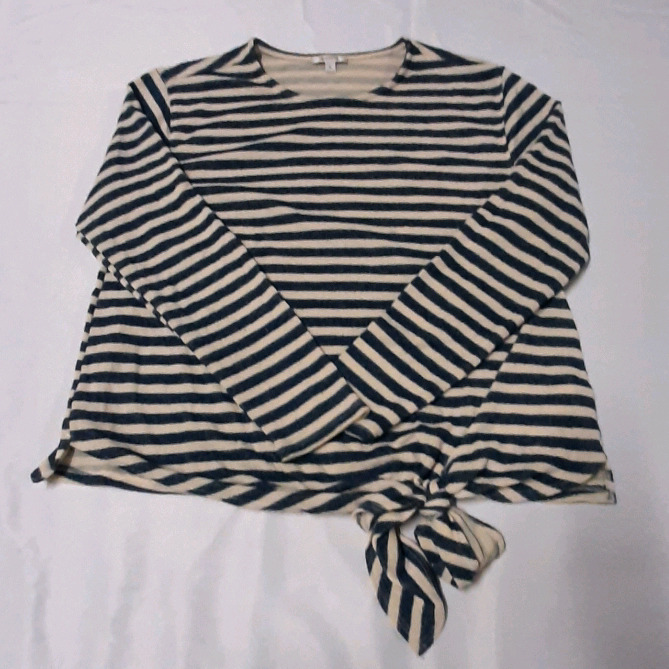 New Size L Stella & Dot Striped Pullover with Knotted Hem