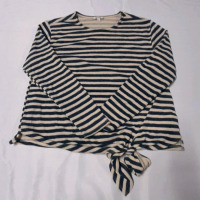 New Size L Stella & Dot Striped Pullover with Knotted Hem