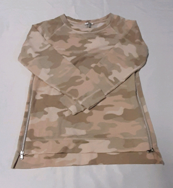 New Size S Camo Zipped Sided Fleece Lined Sweatshirt