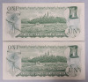 1973 Canadian One Dollar Bank Notes , Consecutive Numbers . Both appear uncirculated w/no bends or folds - 2