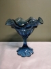 Beautiful Blue Fenton Glass Footed Candy Dish