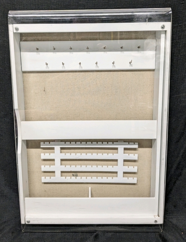 Large Wall-Hanging Jewelry Display Case with Sliding Drawer | 15.3" x 3.75" x 24" Tall