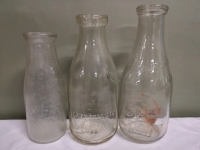 3 Vintage Martin, Oakdale & Dunnville Dairy Bottles