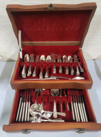 WM A Rogers Sectional Community Silverware Set in Wood Case