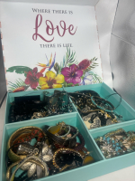 Assorted Costume Jewlery in an Enchanted Florals Box