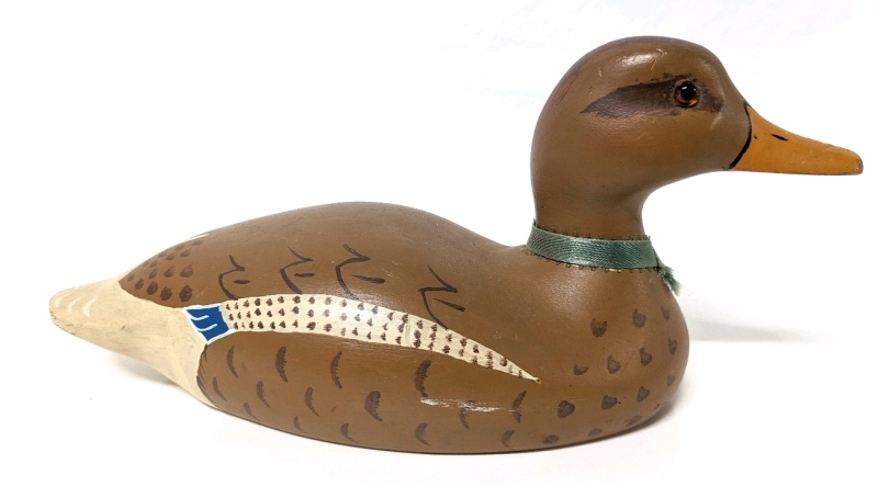 Signed Vintage Handmade Handpainted Wood Mallard Duck Hen | 12" Long x 5.5" Tall