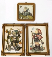 3 Vintage Framed HUMMEL Prints by Princess Art | Made in West Germany| 4" x 4" & 4.75" x 6.5"