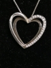 925 Silver Necklace & Heart Pendant with Clear Stones - 2